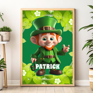 3D Leprechaun St. Patrick's Day Gepersonaliseerde Poster