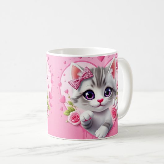 3D Leuke Kat mok Wrap Design (Voorkant rechts)