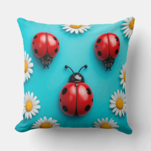 🐞 3D Lieveheersbeestje Trio Scene Voor Kinderkame Kussen