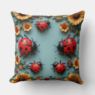 🐞🌈 3D Lieveheersbeestjes Tuin Pop Art Gezellig D Kussen