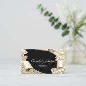 3D Lijst Glitter Makeup Event Planner Black Gold Visitekaartje (Staand voorkant)