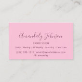 3D Lijst Glitter Makeup Event Planner Roze Visitekaartje (Achterkant)