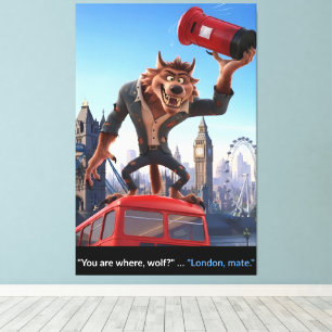 3D Londen Film Thema Canvas Afdruk
