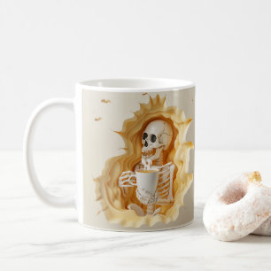 3D Look Gedrukt Skelet met Koffie Koffiemok