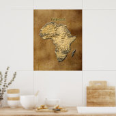 3D-look Map of Africa on Parchment-effect Poster (Keuken)