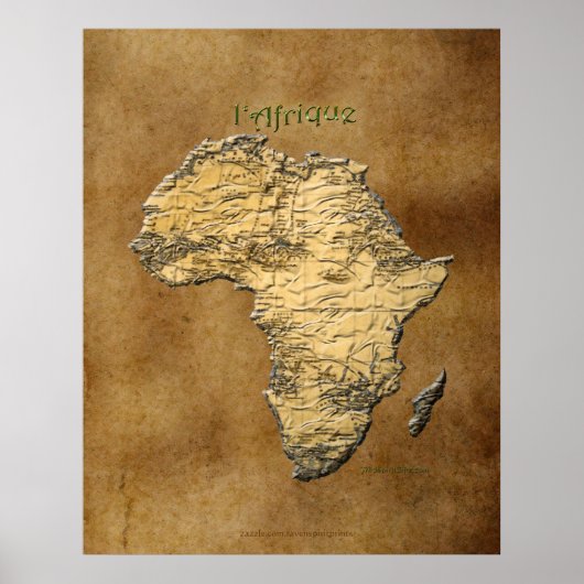 3D-look Map of Africa on Parchment-effect Poster (Voorkant)