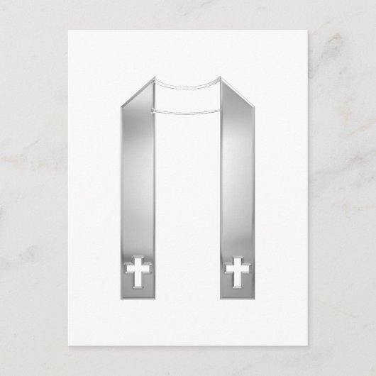 3D Look Zilveren Priesterstola Briefkaart (Voorkant)