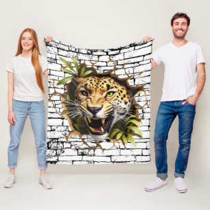 3D Luipaard Muurbreuk Kunst – Realistisch Safari Fleece Deken