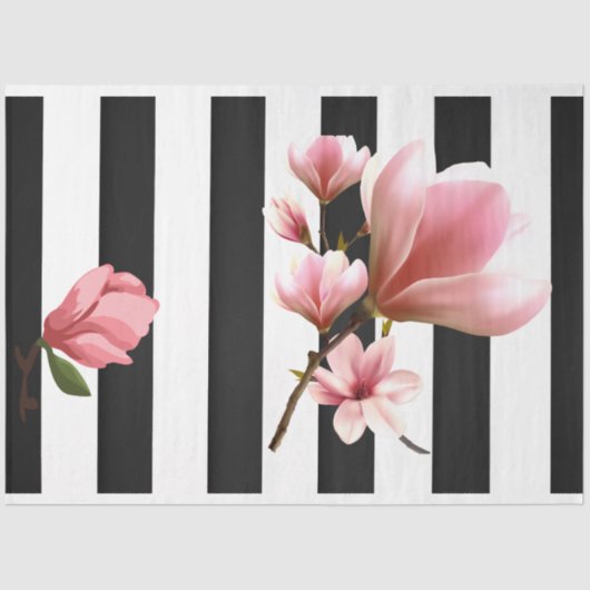 3D Magnolia Pink Flower Decoupage Tissue Paper Tissuepapier (Voorkant)