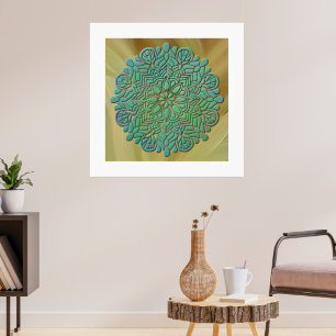 3D Mandala Meditatie Yoga kleurrijke achtergrond Poster