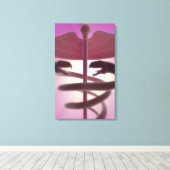 3d medische kaduceus canvas afdruk (Insitu (Houten vloer))