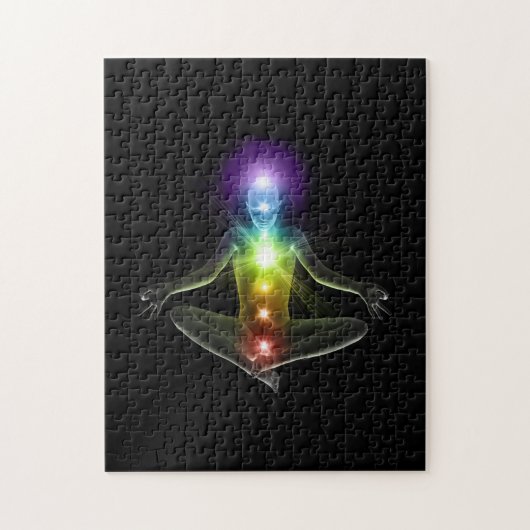 3d mens in yoga pose met chakras legpuzzel (Verticaal)