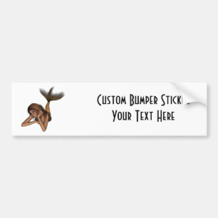 3D Mermaid Pondering Halftone Originele Kleur Bumpersticker