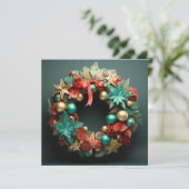 3D Merry Christmas Wreath Kaart (Staand voorkant)