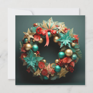 3D Merry Christmas Wreath Kaart