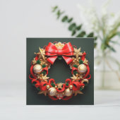 3D Merry Christmas Wreath Kaart (Staand voorkant)