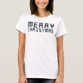 3D Merry Kerstblauw-tekstontwerp T-shirt (Voorkant)