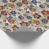 3D Metallic Bloemen met Gouden en Vette Kleuren Cadeaupapier (Hoek)