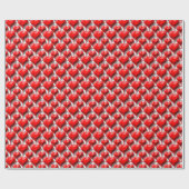 3D Metallic Red Hearts Grid Cadeaupapier (Vlak)