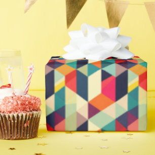3D Mid Century Modern Geometrisch Patroon Kleurrij Cadeaupapier
