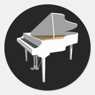 3D-model: White Grand Piano: Ronde Sticker