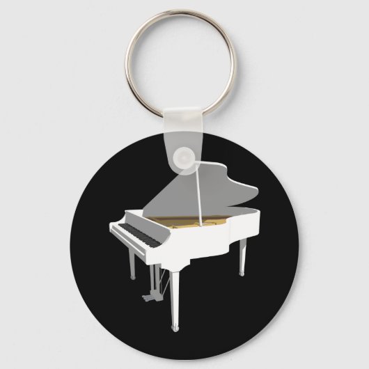 3D-model: White Grand Piano: Sleutelhanger (Voorkant)