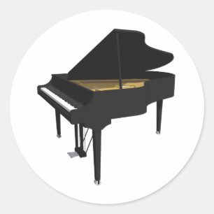 3D-model: zwarte Grand Piano: Ronde Sticker