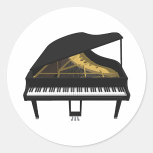 3D-model: zwarte Grand Piano: Ronde Sticker