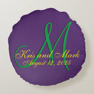 3d Monogram Amethyst Rond Kussen