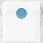 3d Monogram Blauw Water Ronde Sticker (Tas)