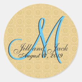3D-monogram nepgeprägt goud Ronde Sticker