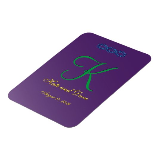 3d Monogram Paarse Mauve Calligrafie Magneet (Linkerzijde)