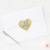 3D-monogram retro faux geëmaildeerd goud Hart Sticker (Envelop)