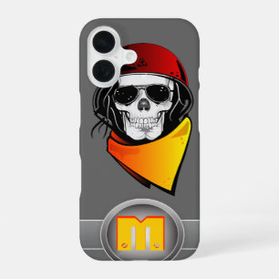 3D-monogram rode helm rebel schedel iPhone 16 Hoesje