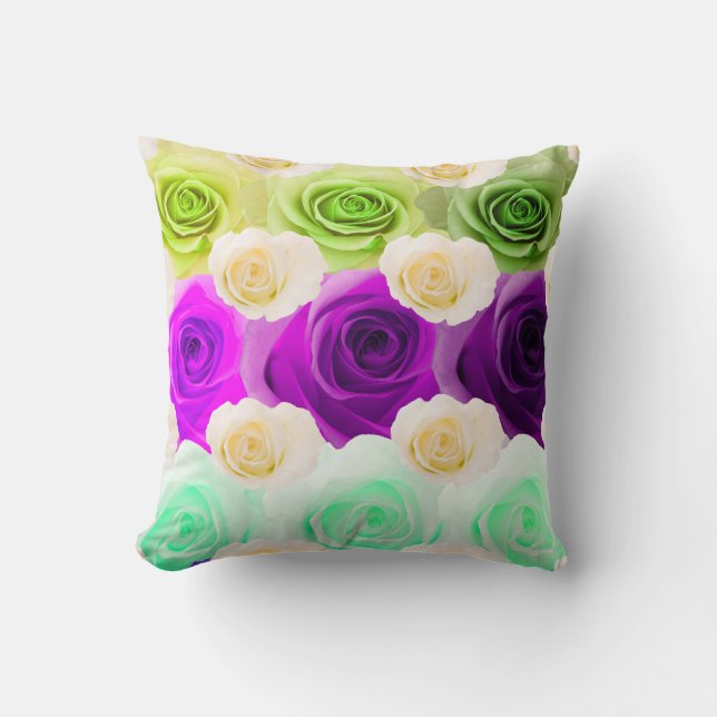 3D Multicolor Roos Pillow Kussen (Voorkant)