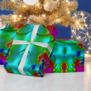 ~ 3D Multicolored Glansy Fractal ~ Kerstmis Cadeaupapier