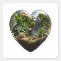 3D Natuur Terrarium Hart Waterval Sticker