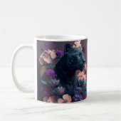 3D-ogend bedrukte zwarte panter en bloemen Koffiemok (Links)