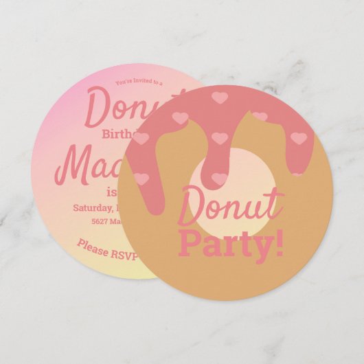 3D Ombre Pink Heart Donut Sprinkle Mix Round Kaart (Voorkant / Achterkant)