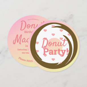 3D Ombre Pink Heart Donut Sprinkle Swirl Round Kaart