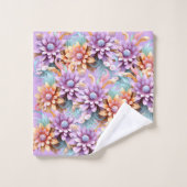 3D op zoek naar kleurrijke bloemen Bad Handdoek (Wasdoekje)