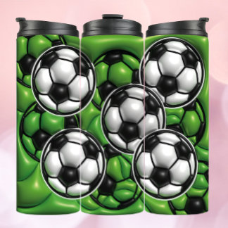 3D Opgeblazen Effect Voetbal Fan Thermische T Thermosbeker