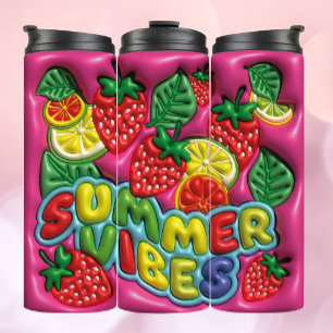 3D Opgeblazen Tumbler Zomervibes met Sappige Fruit Thermosbeker