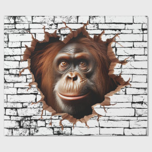 3D Orang-oetan Muurbreuk Kunst – Realistische Safa Cadeaupapier