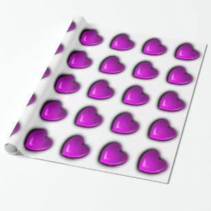 3D Paarse Harten Valentijnsdag Wedding Gift Wrap Cadeaupapier