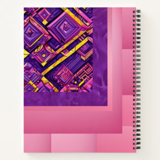 3D Paarse, Roze & Gele Geometrische Notitieboek