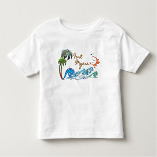 3d-palmen, golven en zonneschijntjes voor MYERS Kinder Shirts