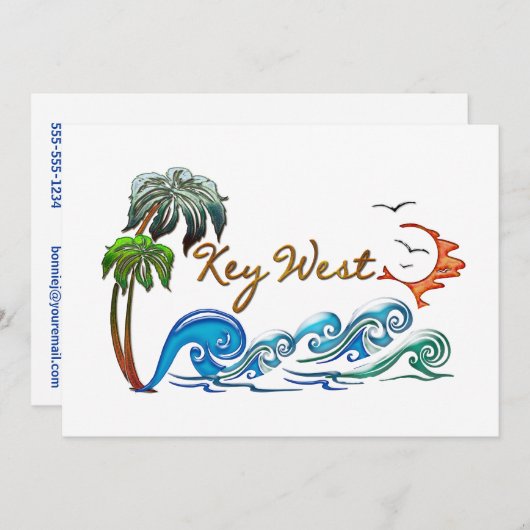 3D PALMS WAVES SUNSET KEY WEST. KAART (Voorkant / Achterkant)