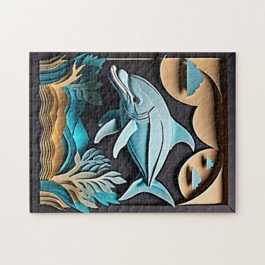 3D Paper Art Dolfijn Design T-shirt Legpuzzel (Horizontaal)