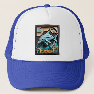 3D Paper Art Dolfijn Design T-shirt Trucker Pet
